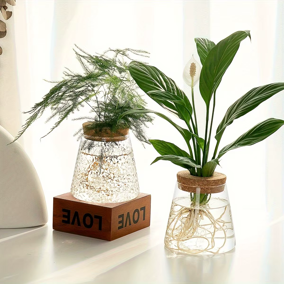 Station de propagation avec vases en verre – Support pour plantes de table pour coupures hydroponiques
