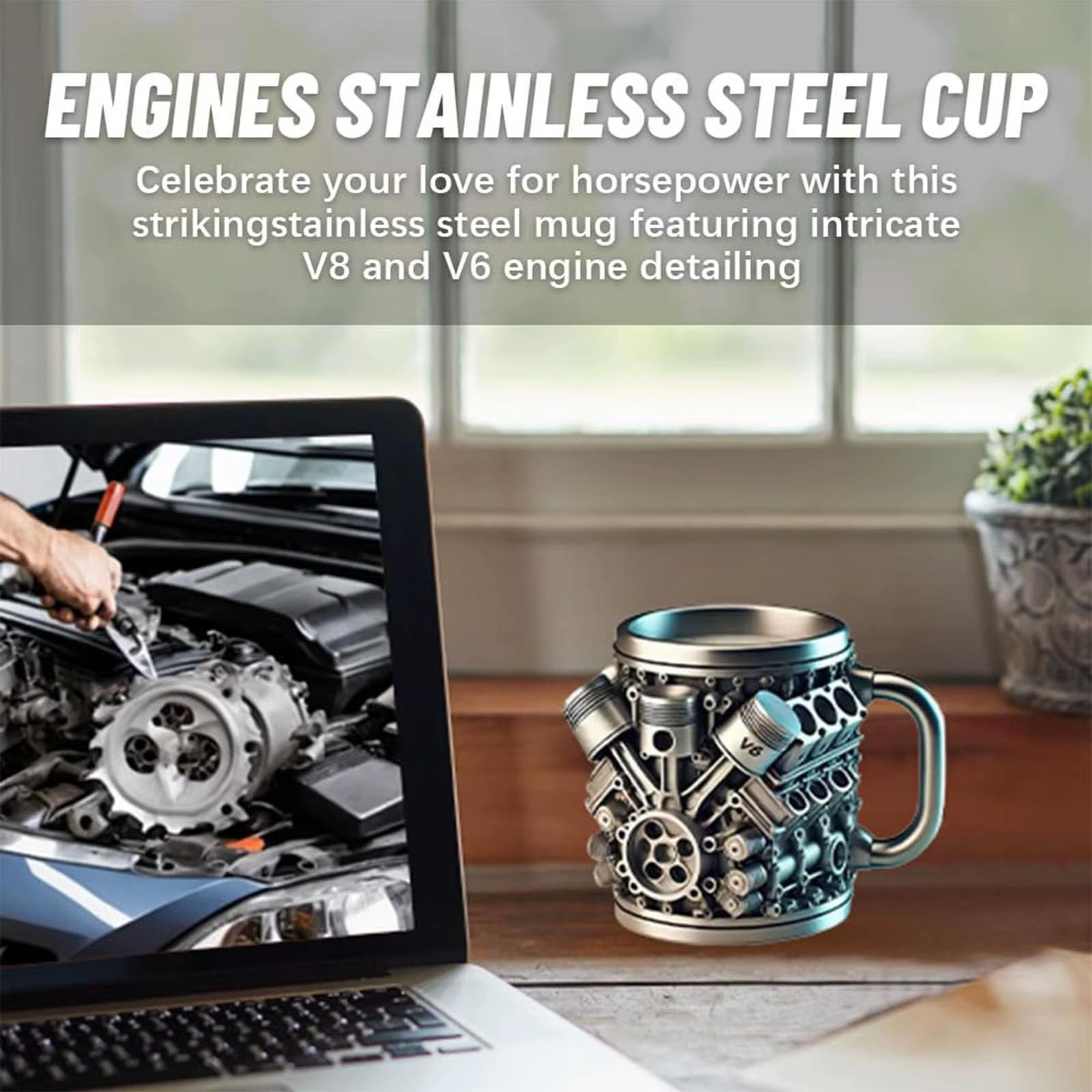 Tasse en acier inoxydable V8 et V6