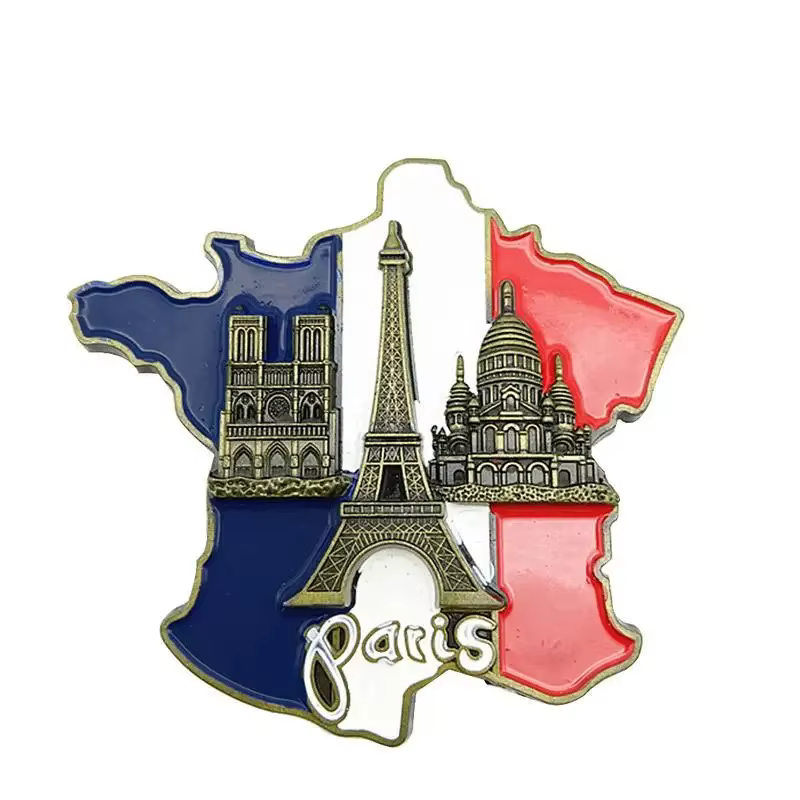 Autocollant de réfrigérateur Carte de France, Souvenir Touristique Européen, Aimants 3D en Résine pour Réfrigérateur, Souvenirs de Paris, Décorations pour la Maison