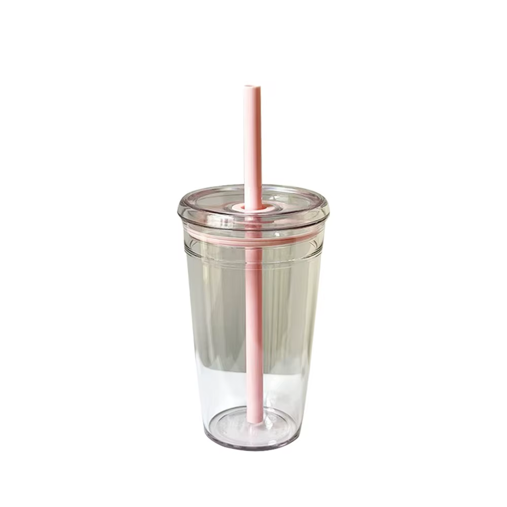 Tasse d'été en plastique avec paille de thé au lait de grande valeur de 450ML