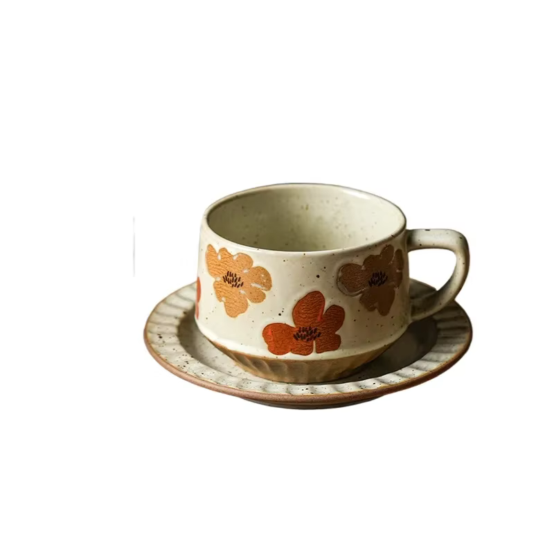 Ensemble de tasses à café et soucoupes rétro haut de gamme