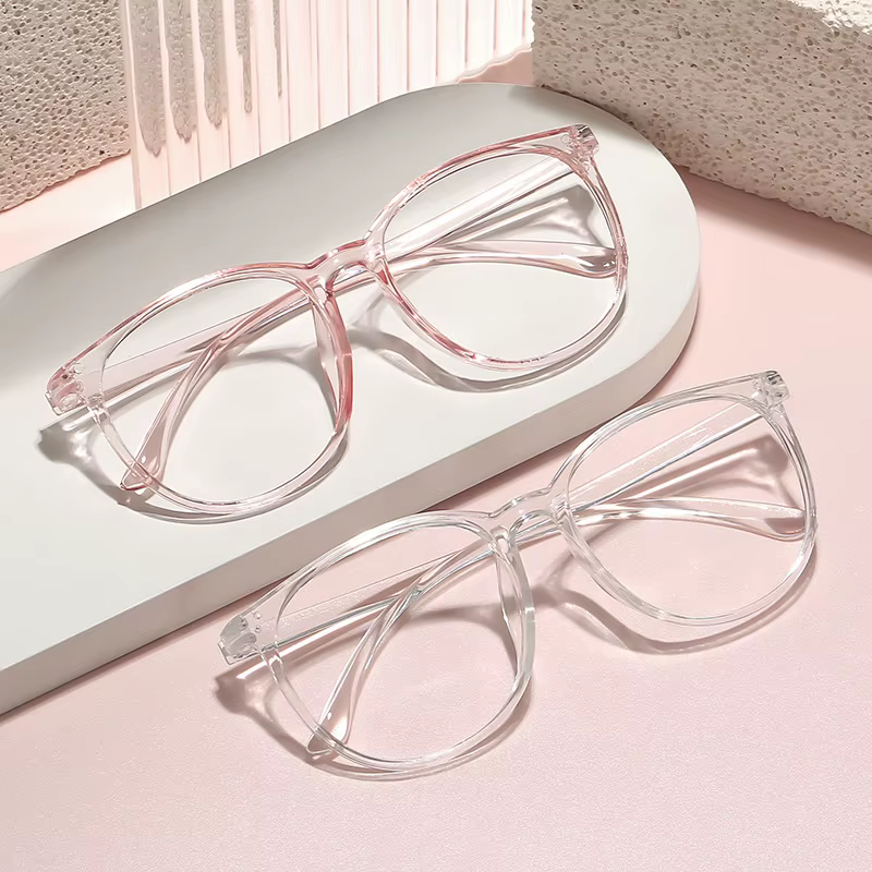 Lunettes d'ordinateur transparentes à grande monture pour femmes, rondes, Anti-lumière bleue, optique, lentille plate, Protection des yeux, lunettes unies