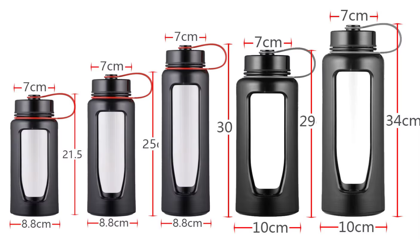 Bouteille d'eau en verre de 1000Ml, Thermos, pour le Sport, à Double fond