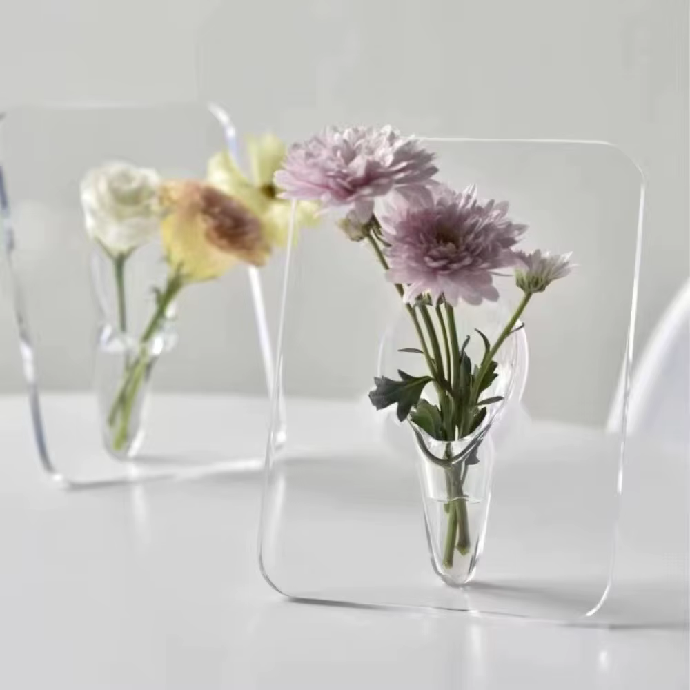 Vase à fleurs transparent, cadre photo décoratif, vase d'art moderne, cadre pour photos, vase hydroponique, présentoir d'étagère