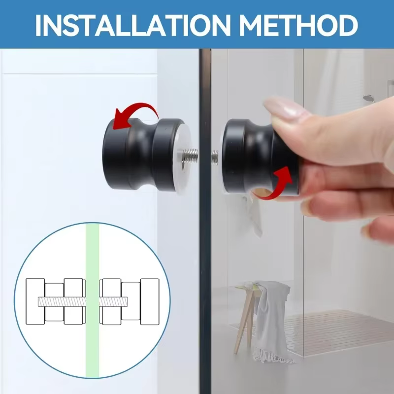 Poignée de porte de douche en verre, bouton pour portes de douche coulissantes, poignée double face, pièces de rechange pour quincaillerie de salle de bain pour divers types de portes en verre