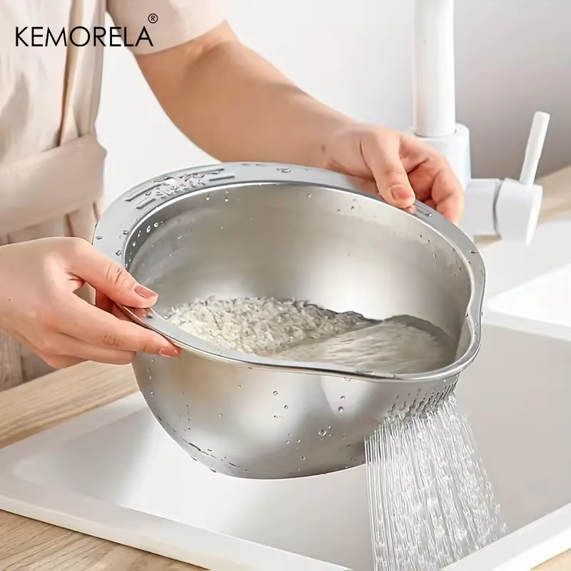Bol de lavage de riz en acier inoxydable 304