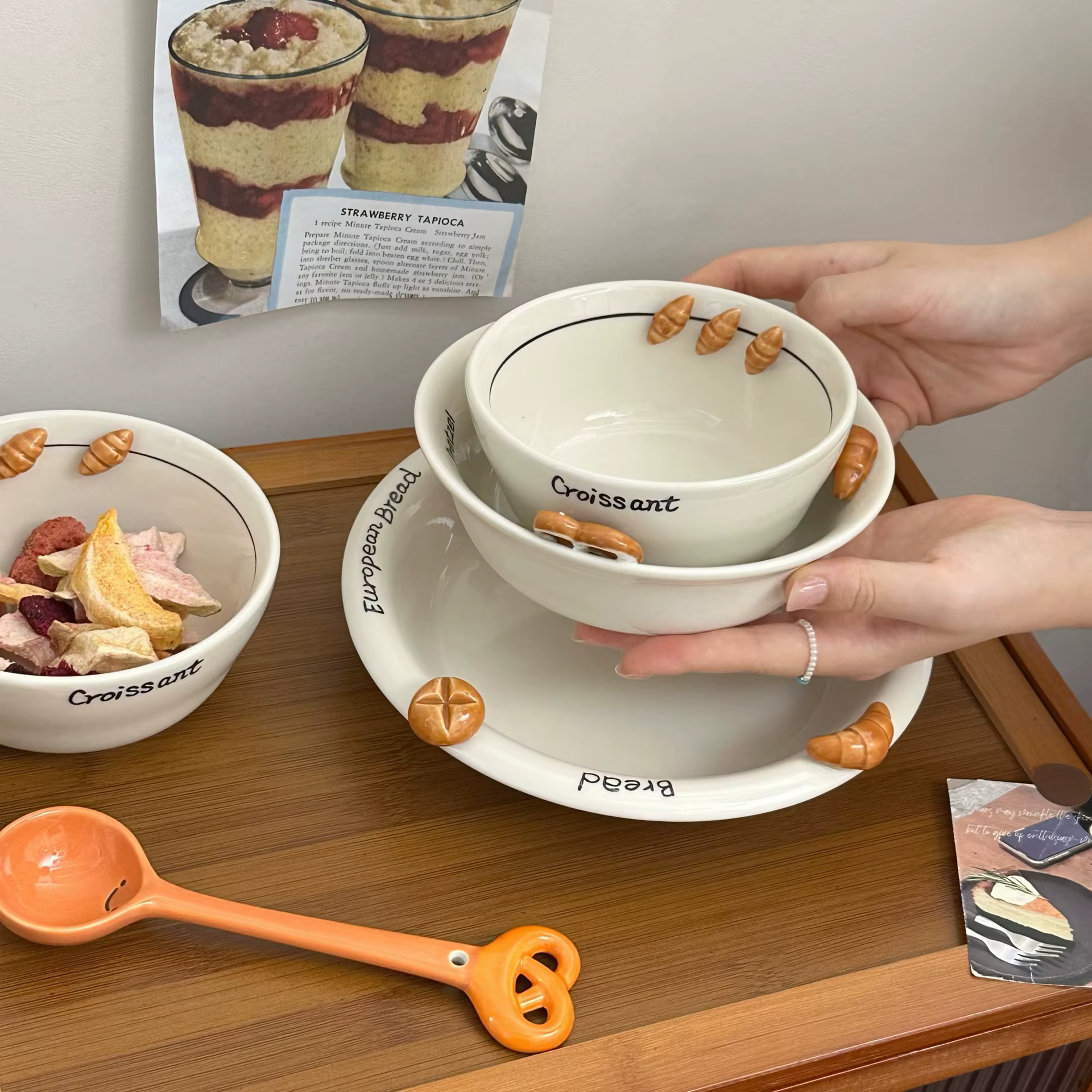 Pretzel – ensemble de bols en céramique gaufrée pour Croissant