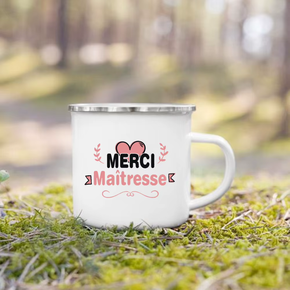 Merci Maitresse tasse imprimée française tasses à café créatives boissons Dessert lait émail