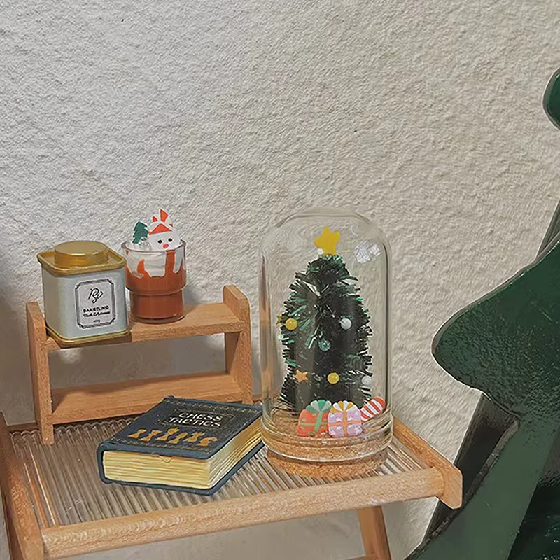 Maison de poupée Miniature en verre 1:12, modèle d'arbre de noël, jouet, ornement de maison de poupée