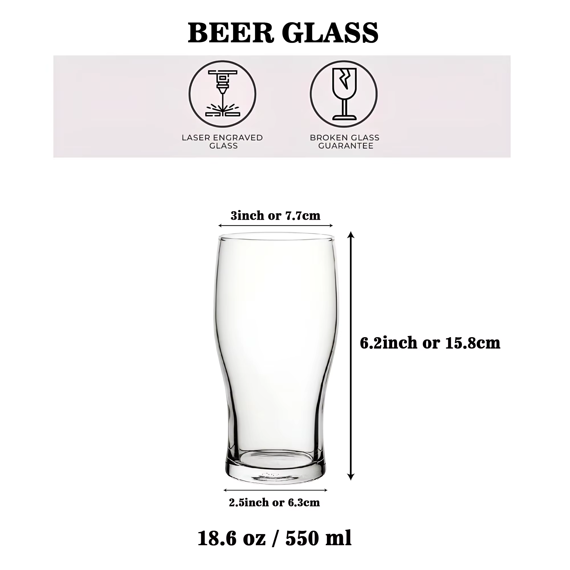 Tasse à bière personnalisée de 550ml