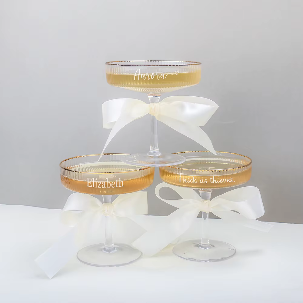 Verres à Champagne côtelés personnalisés