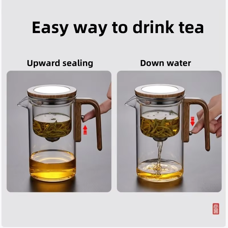 Théière en verre filtrant en un clic