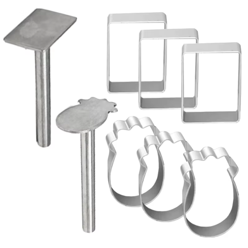 Moule à biscuits et à gâteaux en forme de rectangle, en acier inoxydable, avec poussoir, pour la décoration de gâteaux