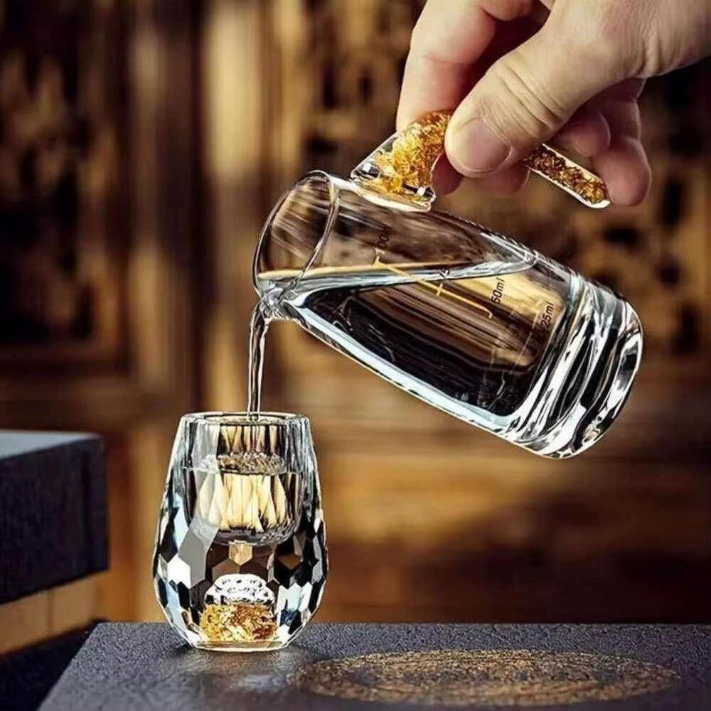 Verre à Shot de montagne doré en cristal luxueux