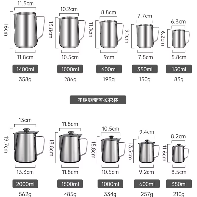 Aixiangru-Tasse à café en acier Barista avec couvercle
