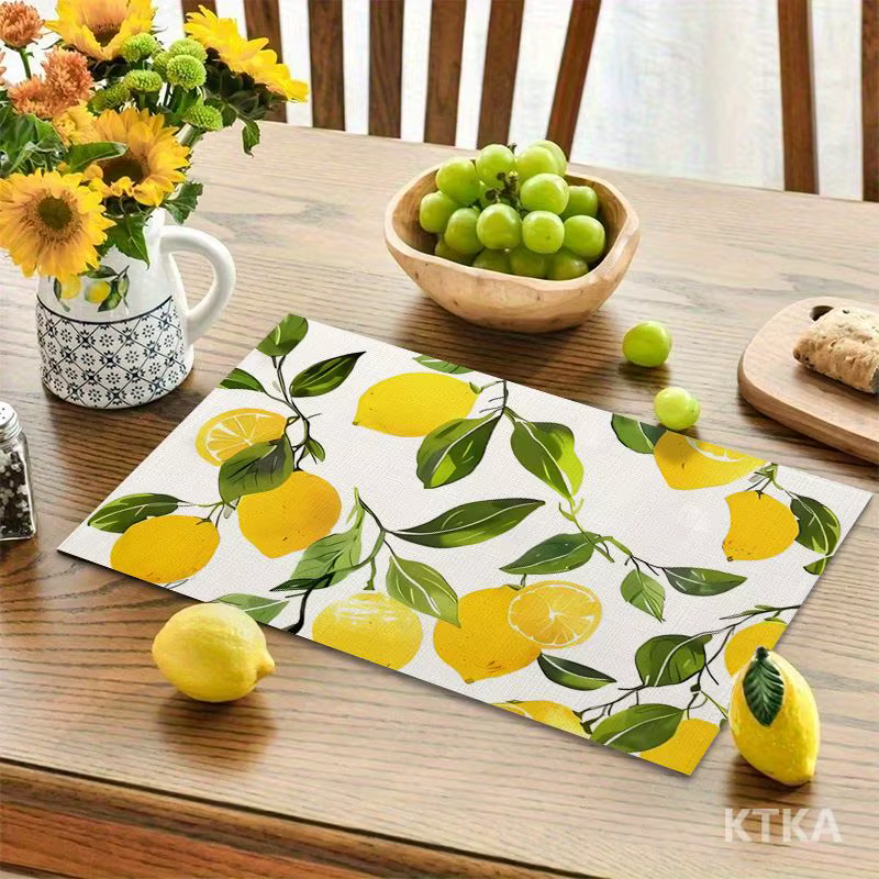4 pièces, sets de table imprimés citron vif