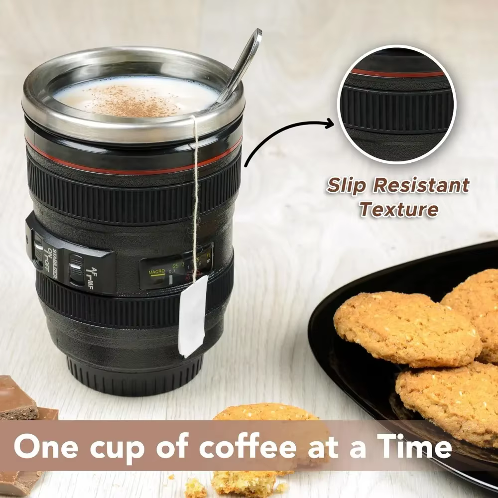 Tasse à café décontractée en acier inoxydable avec couvercle