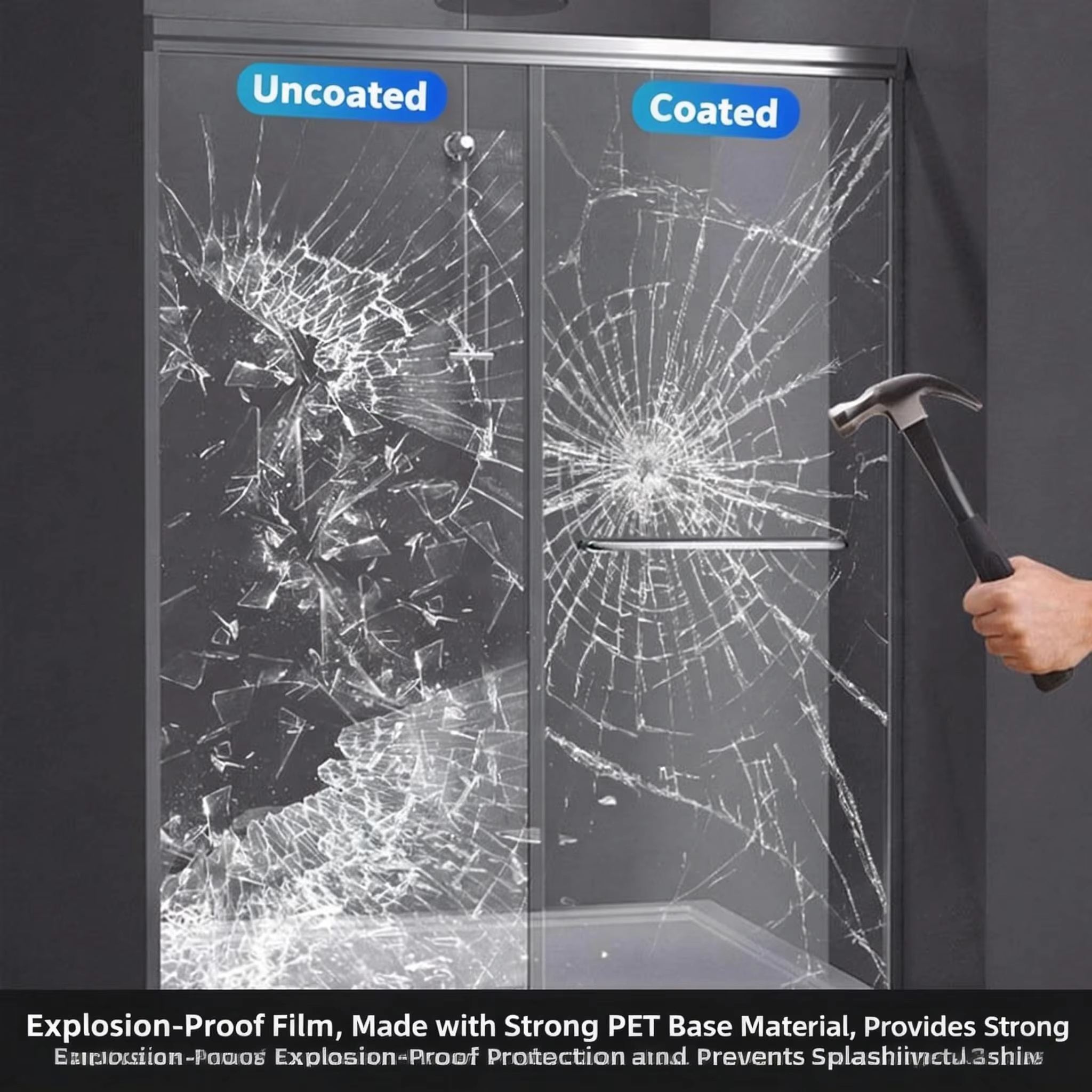 Film de sécurité pour verre, protection transparente anti-éclatement pour porte de douche et fenêtre de salle de bain, anti-explosion, anti-rayures