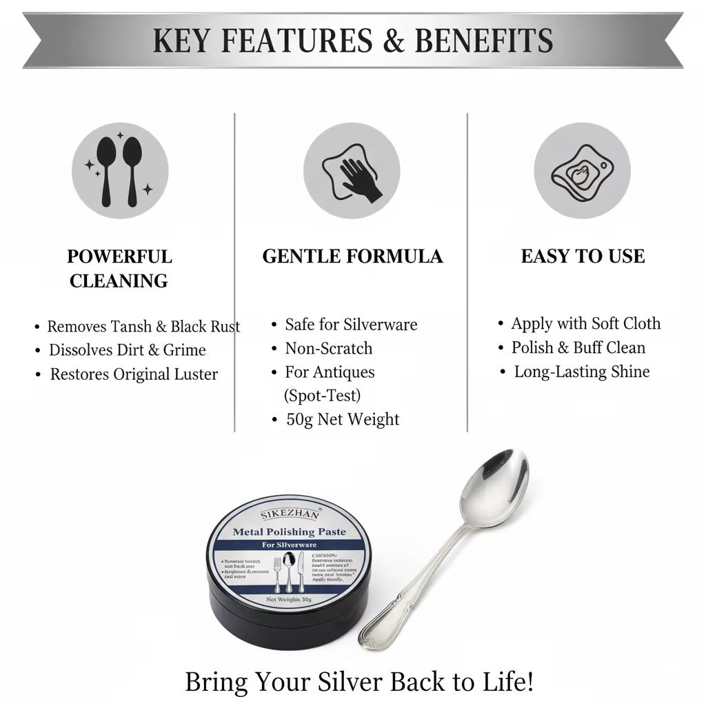 Pâte de polissage pour argent – Dissolvant de ternissement pour couverts