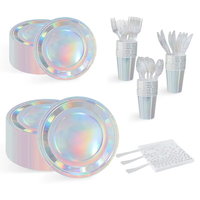 Ensemble de vaisselle couleur laser argent
