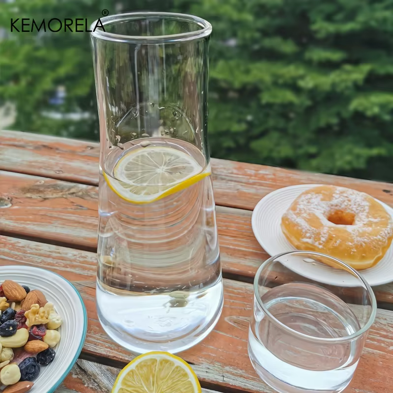 1/2 pièces 30oz clair haute teneur en verre Borosilicate jeu de Carafe d'eau de chevet avec gobelet-broche