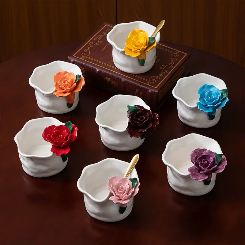 Tasse à café en céramique Rose faite à la main