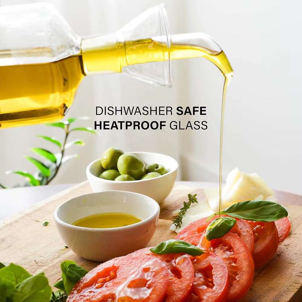 Distributeur d'huile et de vinaigre en verre - Bouteille anti-fuite et anti-goutte en borosilicate de haute qualité