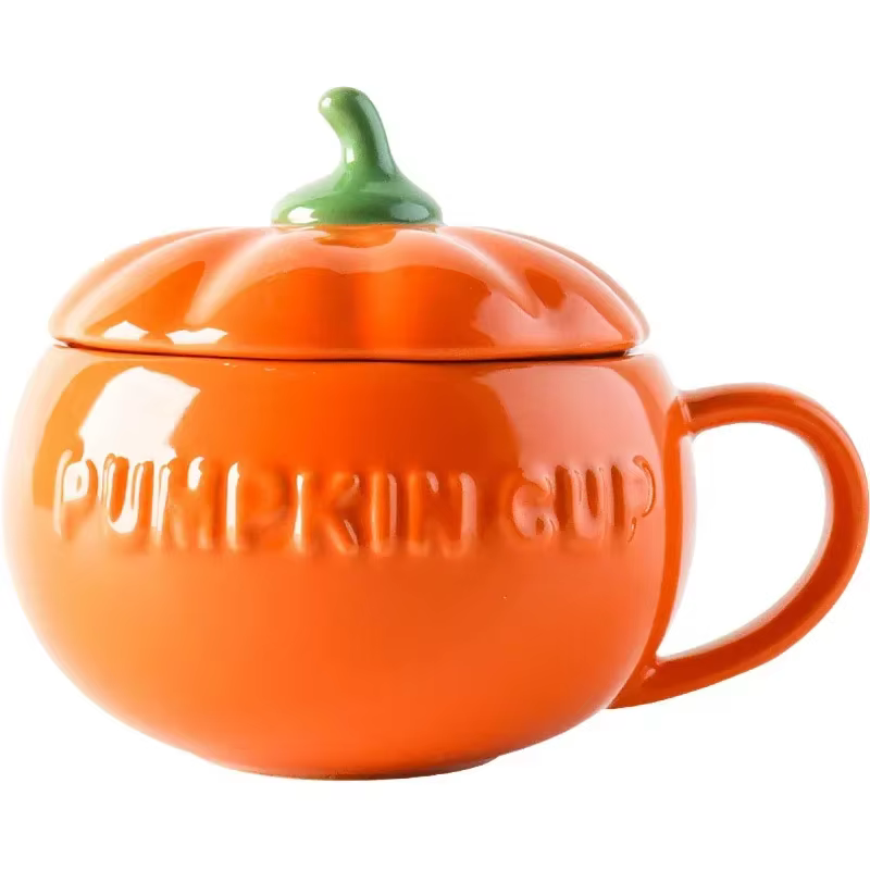 Tasse Citrouille en Céramique avec Couvercle et Cuillère