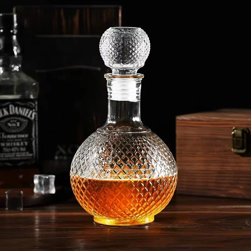 Carafe à liqueur en verre avec bouchon Globe hermétique