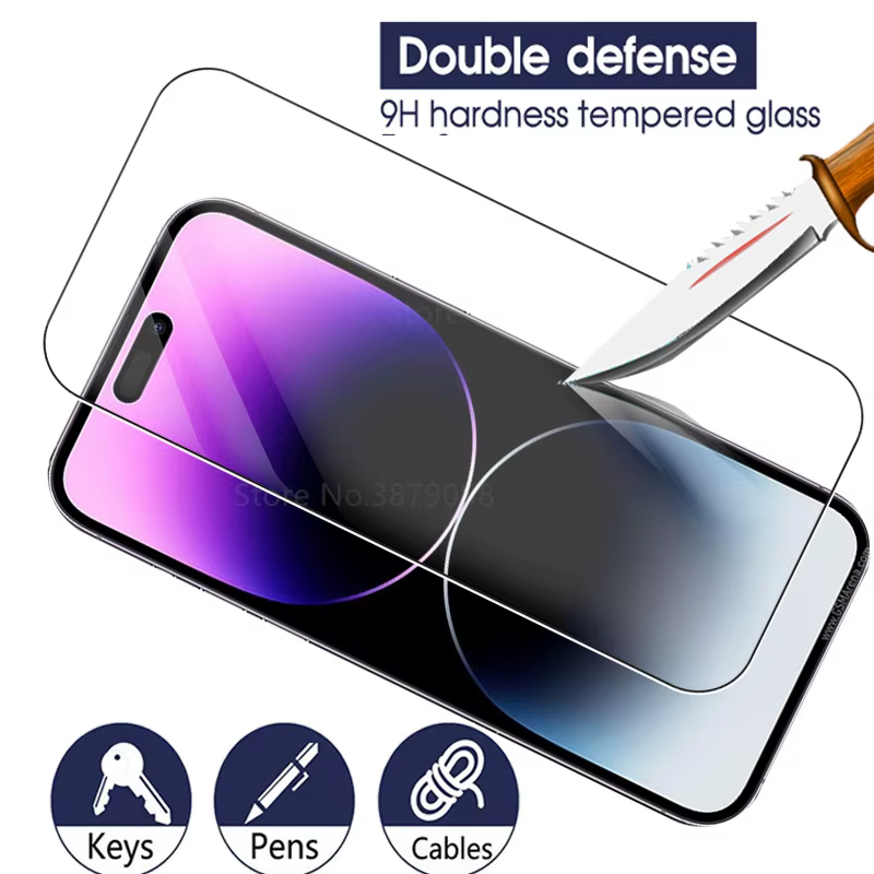 Lot de 4 protections d'écran en verre trempé pour iPhone 15, 16 Pro Max, 17, 17e, iPhone 16E, 14 Pro, iPhone 17 Pro Max