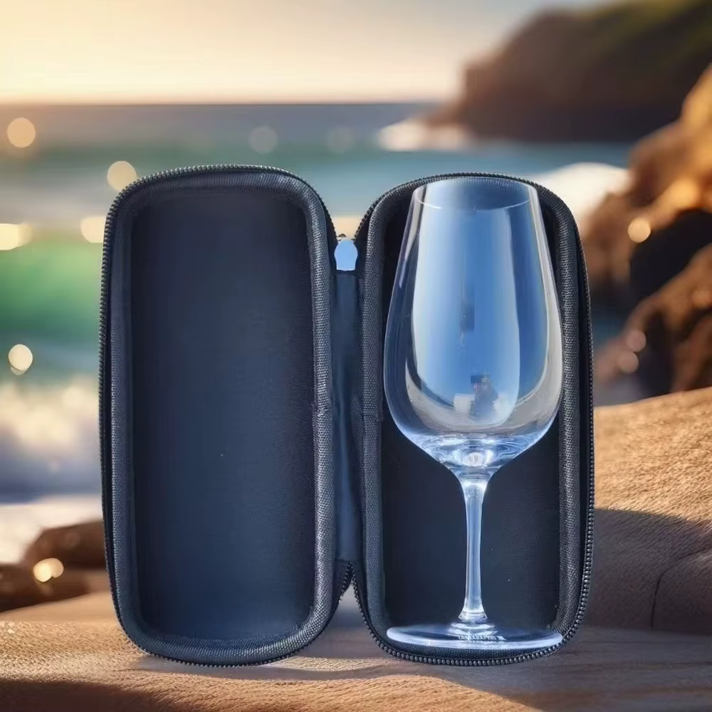 Tasses en cristal pour camping, randonnée, lunettes de voyage avec sac