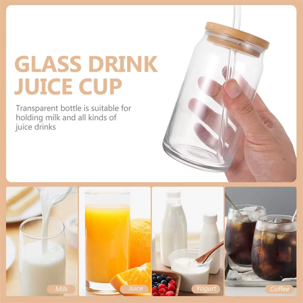 1 Pcs Disponible Mason Bocaux Café Tasse avec Pailles Couvercles Glacé