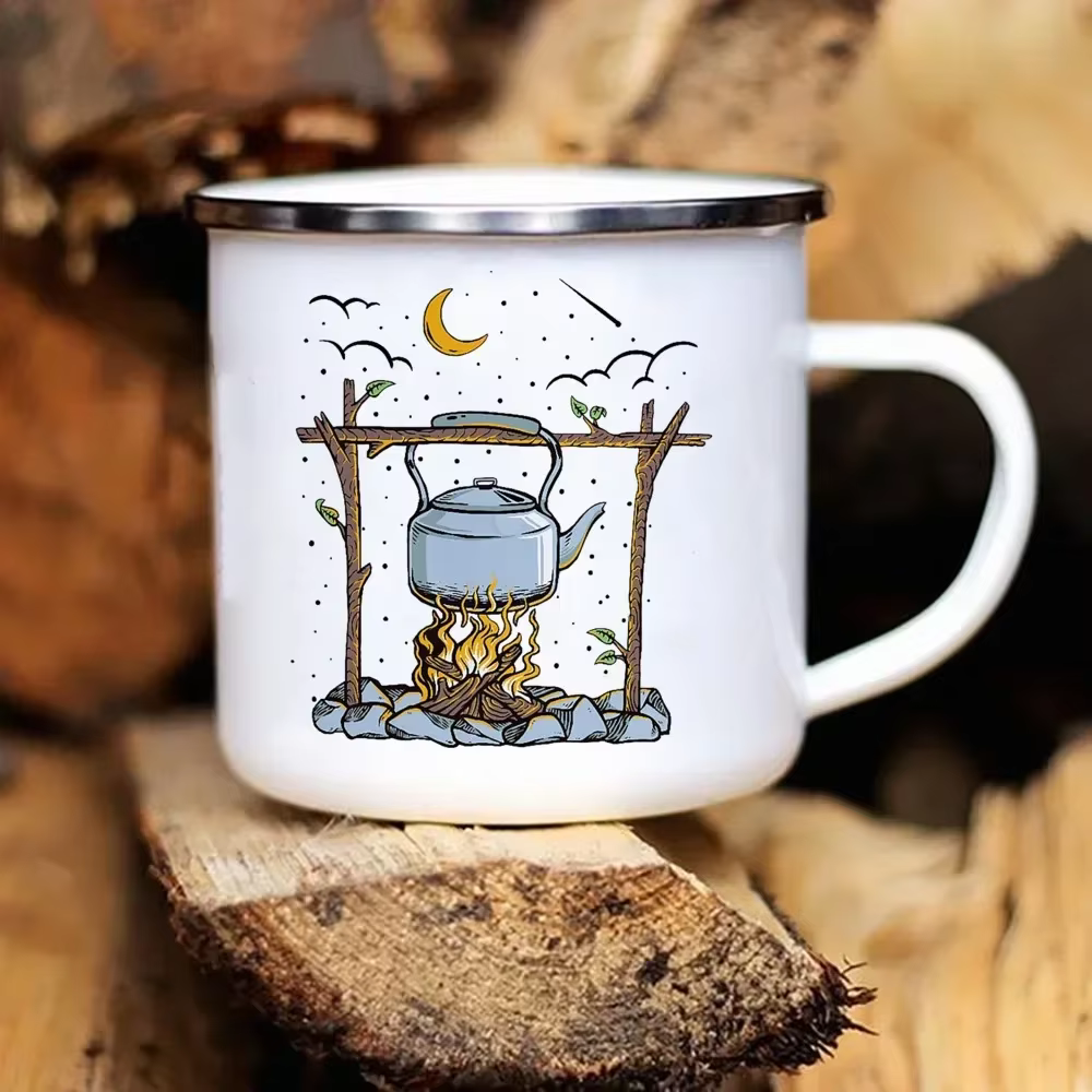 Tasse à Café Créative en Émail pour Voyage en Plein Air
