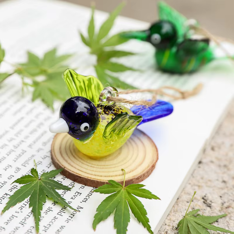 Mini oiseau en verre créatif coloré, ornement sur branches d'arbre, bureau, salon, bureau, colibri mignon, jardin extérieur, confrondec