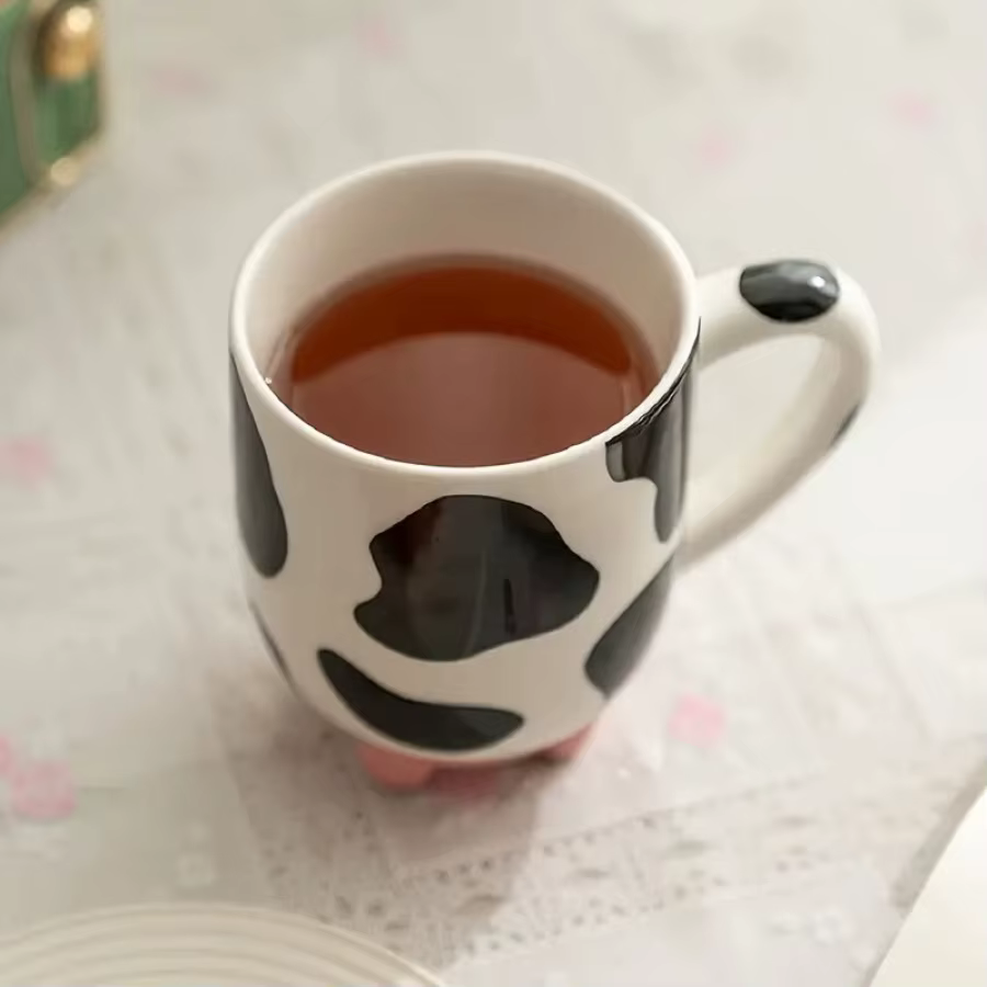 Tasse à café en céramique avec impression de vache amusante pour la famille
