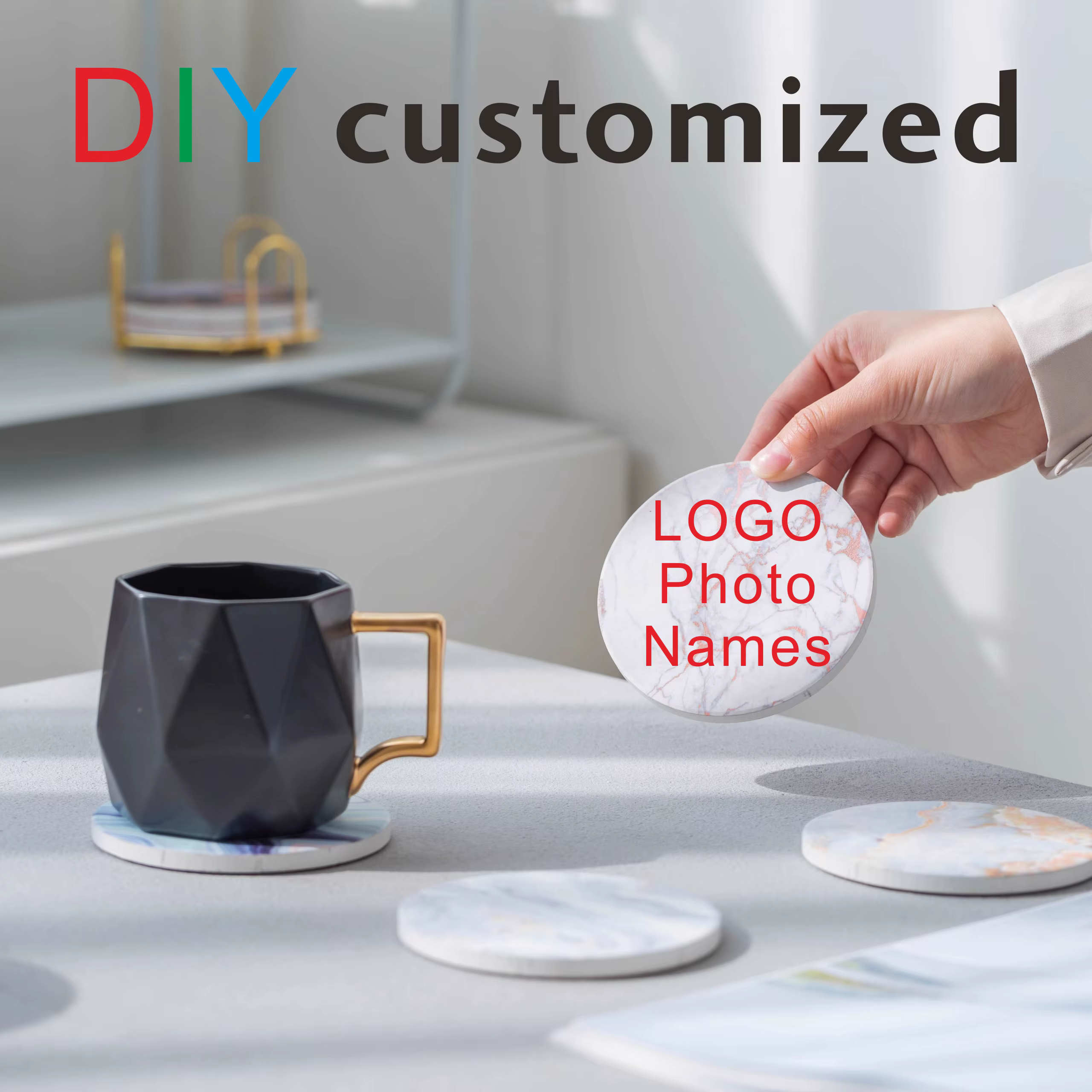 Sous-verre en céramique avec logo d'impression personnalisé