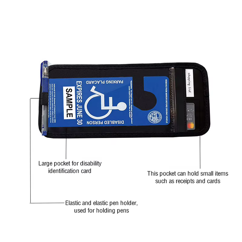 Support de plaque de permis de stationnement pour handicapés, 1 pièce, pour pare-soleil de voiture, avec fente pour papier et porte-stylo