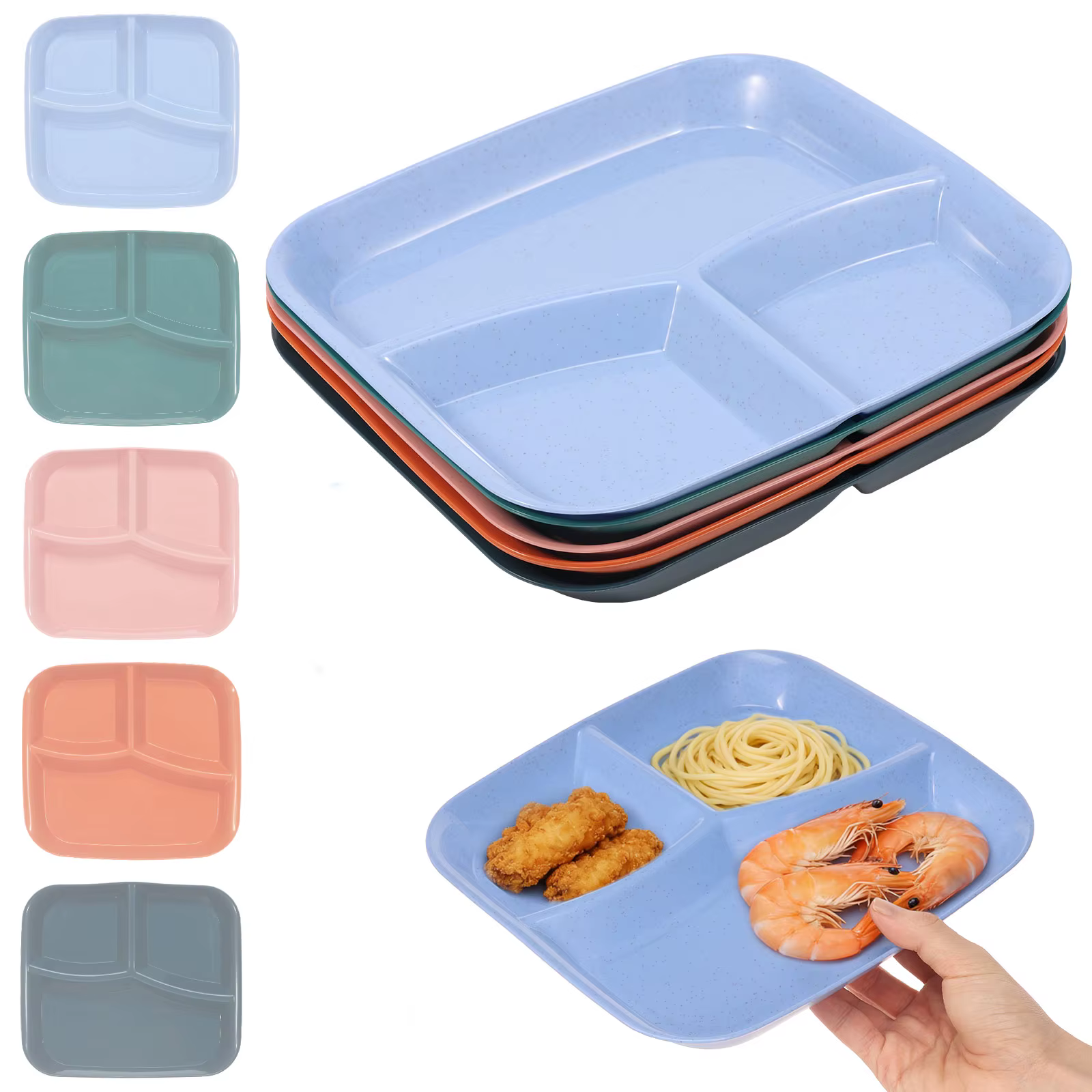 Assiette compartimentée en plastique réutilisable