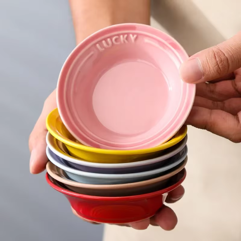 Petit plat rond en céramique nickel é