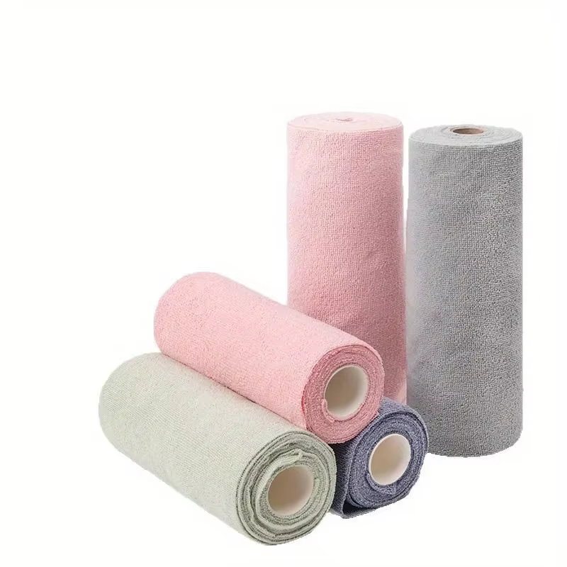 20 feuilles/rouleau de torchons en microfibre – Chiffon de cuisine multifonctionnel double face