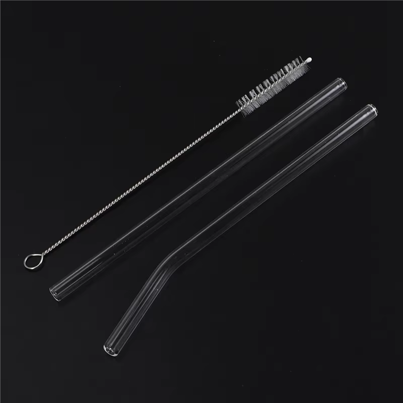 12PCS Pailles en verre transparent réutilisables