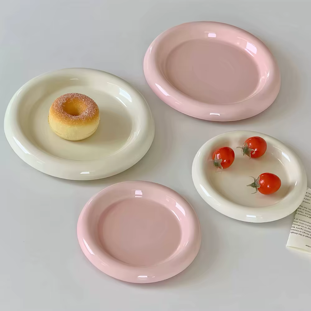Assiette ronde créative en céramique de Style coréen