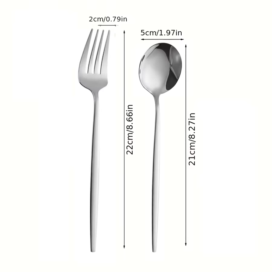 Ensemble de couverts en acier inoxydable argenté de 12/24 pièces