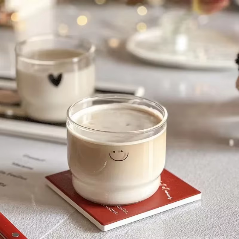 Tasse en verre murale Love/Happy de 300ml