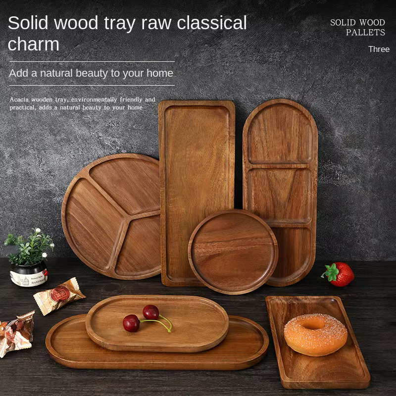 Assiette de fruits japonaise en bois massif