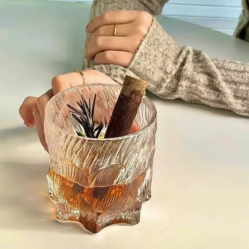 Glacier verre à whisky à l'ancienne Surface de glace mate