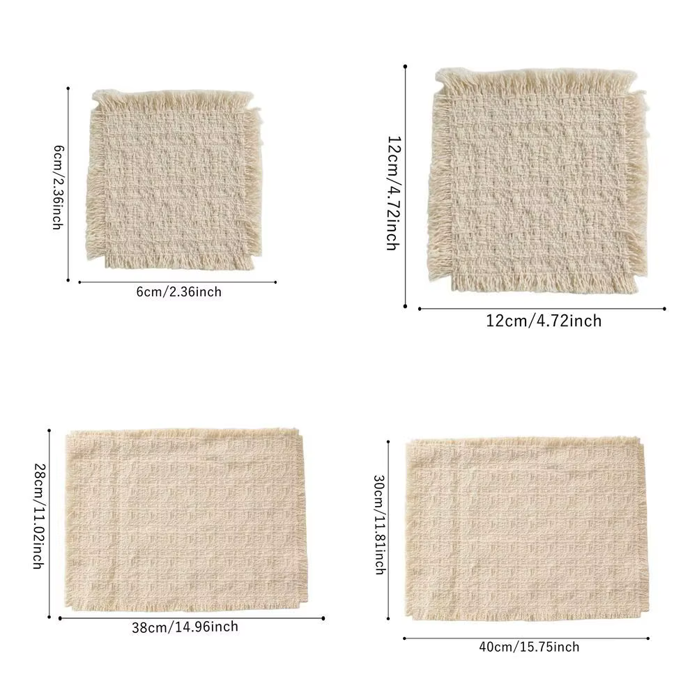 Nouveau set de table en coton de couleur beige