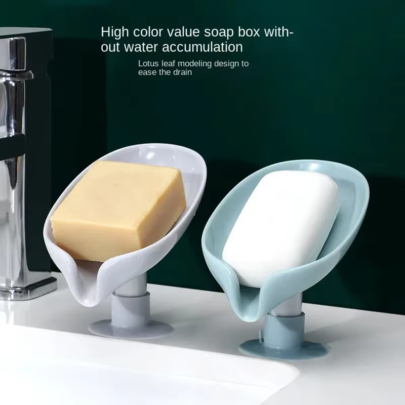 Support de savon drainant en forme de feuille