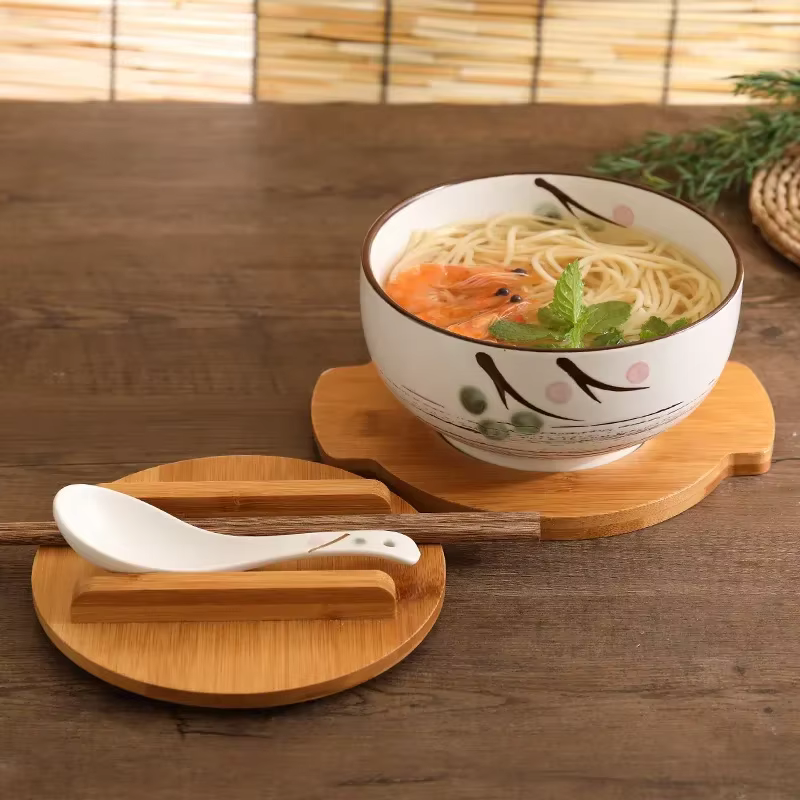 Bol à nouilles de riz de Style japonais avec couvercle