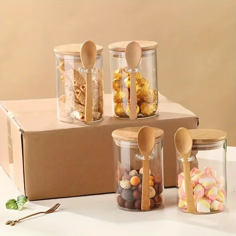Récipient à sucre en verre de 280ml avec cuillère